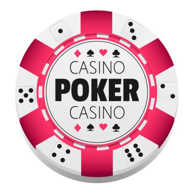 pembe ve beyaz renk beyaz arka plan üzerinde vektör illüstrasyon izole, çipi ile poker casino Logo şablonu