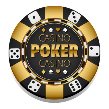 Casino Logo şablonu ile beyaz arka plan üzerinde vektör illüstrasyon izole küçük parça,
