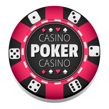 pembe ve beyaz renk beyaz arka plan üzerinde vektör illüstrasyon izole, çipi ile poker casino Logo şablonu