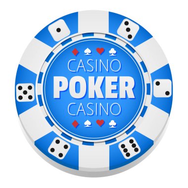 poker casino Logo şablonu ile beyaz arka plan üzerinde vektör illüstrasyon izole mavi ve beyaz renklerde küçük parça