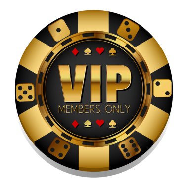 VIP Üyeler tek casino logo ile beyaz arka plan üzerinde vektör illüstrasyon izole küçük parça,