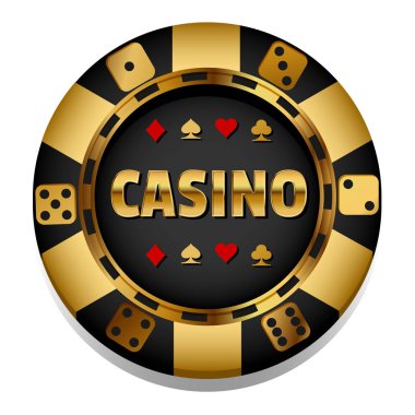 Casino Logo şablonu ile beyaz arka plan üzerinde vektör illüstrasyon izole küçük parça,