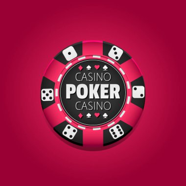 poker casino Logo şablonu çipte siyah arka plan, vektör çizim ile