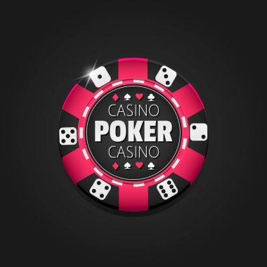 poker casino Logo şablonu çipte siyah arka plan, vektör çizim ile