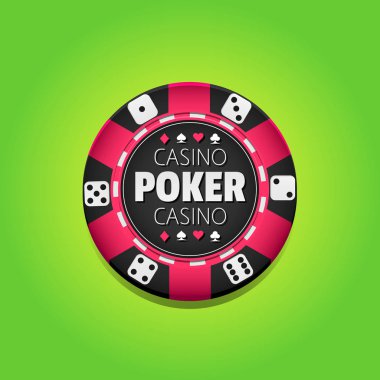 poker casino Logo şablonu çipte yeşil arka plan, vektör çizim ile