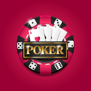 poker casino Logo şablonu çipte, pembe bir arka plan, vektör çizim ile