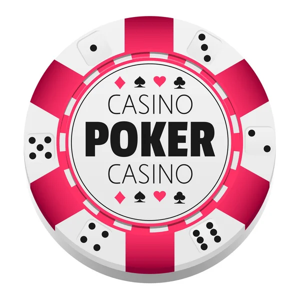 Modelo Logotipo Casino Poker Com Chip Cores Rosa Branco Isolado — Vetor de Stock