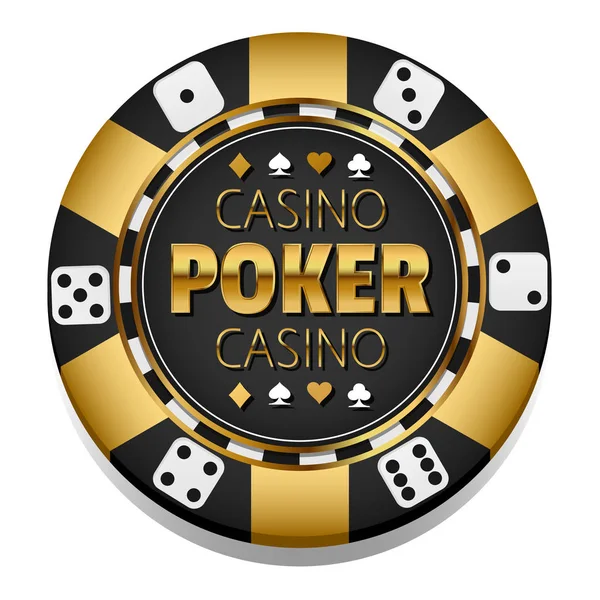 Plantilla Logotipo Casino Con Chip Aislado Sobre Fondo Blanco Ilustración — Vector de stock