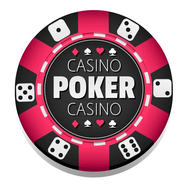 Modelo Logotipo Casino Poker Com Chip Cores Rosa Branco Isolado — Vetor de Stock