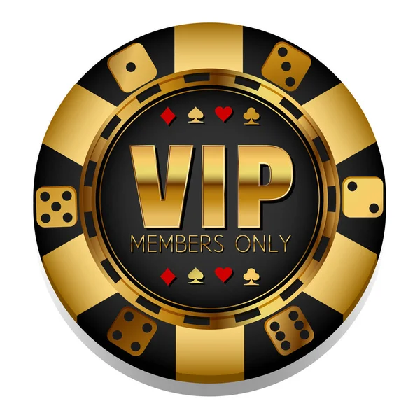 Vip Tagok Csak Casino Emblémát Chip Elszigetelt Fehér Háttér Vektor — Stock Vector