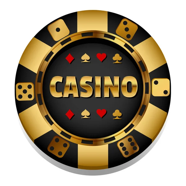 Plantilla Logotipo Casino Con Chip Aislado Sobre Fondo Blanco Ilustración — Vector de stock