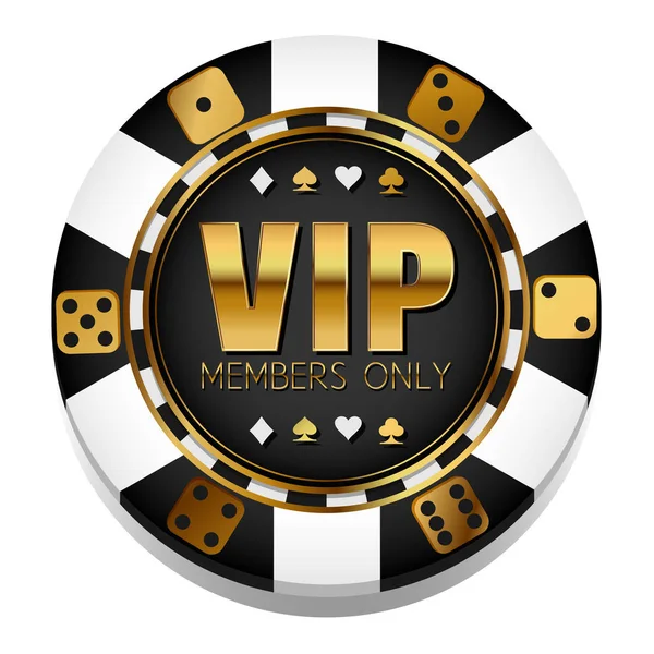 Vip Members Only Casino Logotype Chip Isolated White Background Vector — Stock Vector