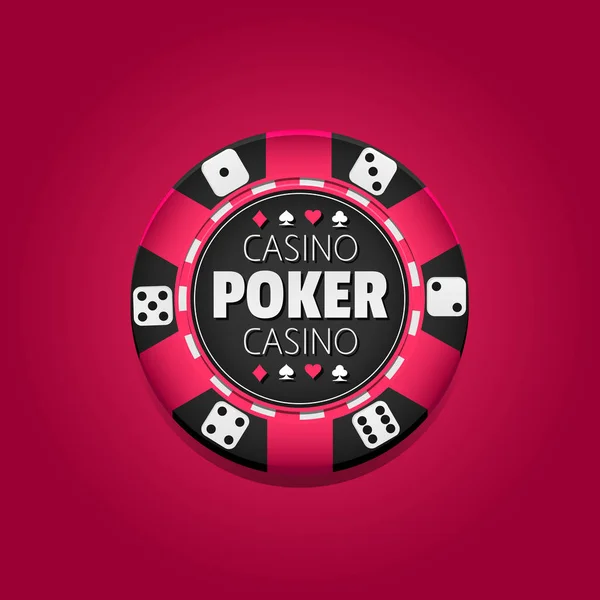 Poker Casino Logotype Template Chip Black Background Vector Illustration — Stock Vector