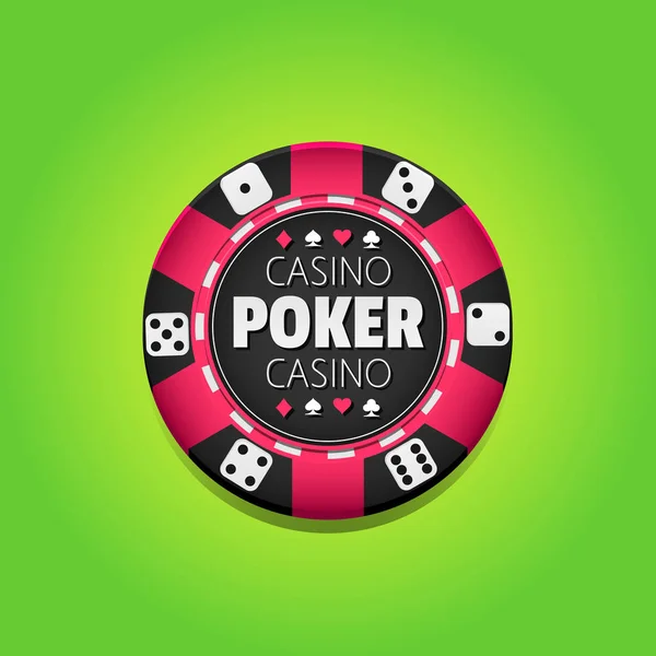 Poker Kasyno Logo Szablon Chip Zielonym Tle Ilustracji Wektorowych — Wektor stockowy