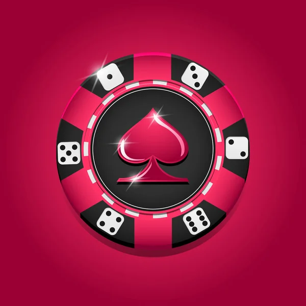 Poker Casino Logotyp Mall Med Chip Rosa Bakgrund Vektorillustration — Stock vektor