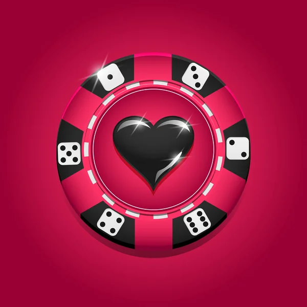 Poker Casino Modello Logotipo Con Chip Sfondo Rosa Illustrazione Vettoriale — Vettoriale Stock