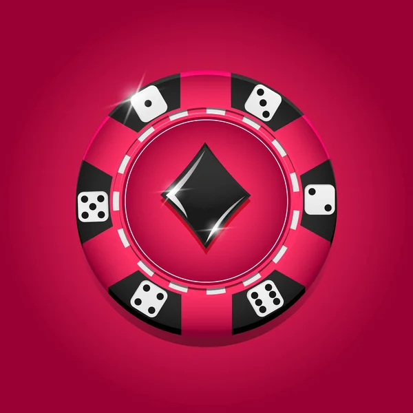 Poker Casino Logotyp Mall Med Chip Rosa Bakgrund Vektorillustration — Stock vektor