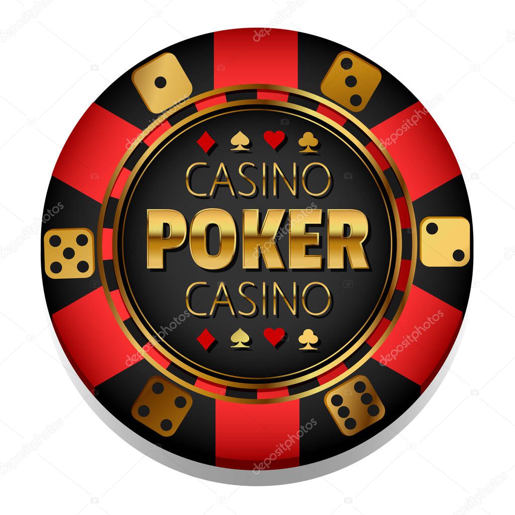 Casino logotype template with chip, isolated on white background, vector illustration