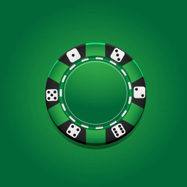 poker casino Logo şablonu çipte yeşil arka plan, vektör çizim ile