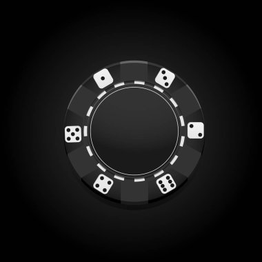 poker casino Logo şablonu çipte siyah arka plan, vektör çizim ile
