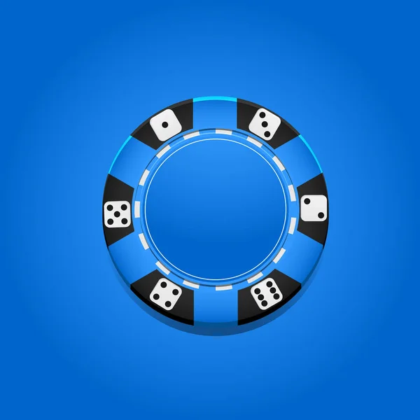 Poker Casino Logotyp Šablona Čipem Modrém Pozadí Vektorové Ilustrace — Stockový vektor