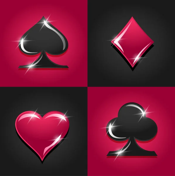 扑克赌场标识模板与不同的纸牌套装 矢量插图 — 图库矢量图片