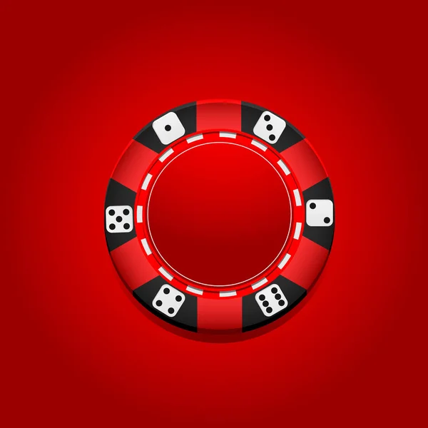 Modelo Logotipo Casino Poker Com Chip Fundo Vermelho Ilustração Vetorial —  Vetores de Stock