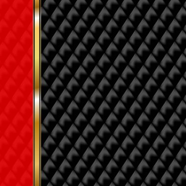 Siyah ve gri Kareli desen ile kırmızı ve altın şerit.