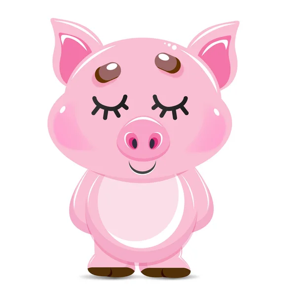 Cute Cartoon Pig White Background — Stock Vector