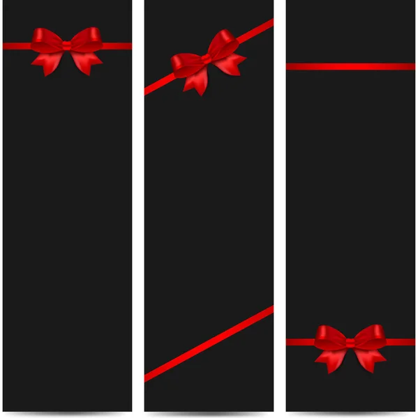 节日背景与红色丝带和弓 — 图库矢量图片