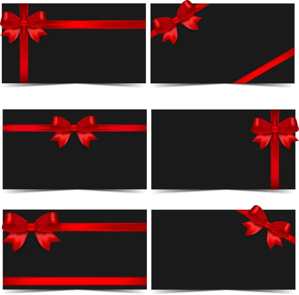 Holiday Background Red Ribbons Bows — Stock Vector