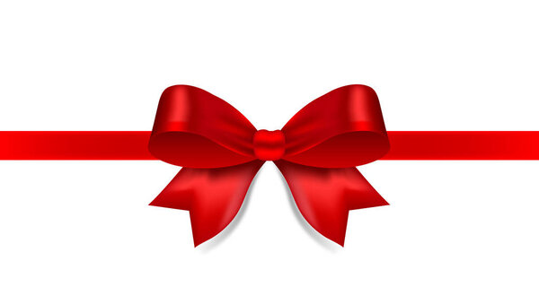 red ribbon with bow isolated on white background