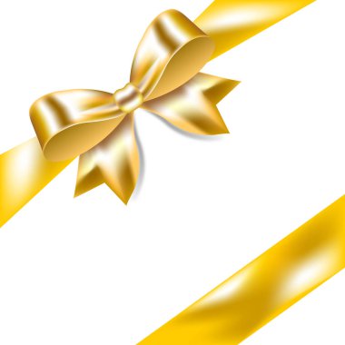 Beyaz arka plan üzerinde izole yay ile altın şerit