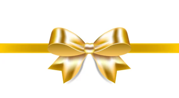 Golden Ribbon Bow Isolated White Background — Stock Vector