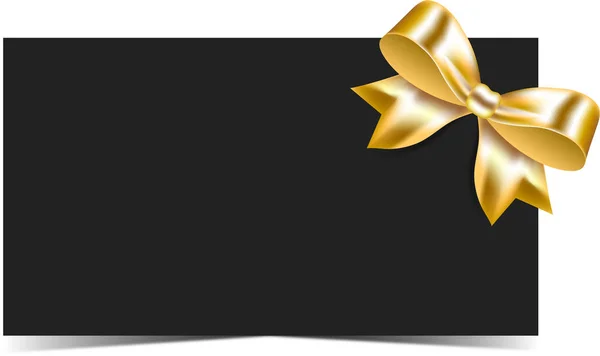 Golden Ribbon Bow Black Background — Stock Vector