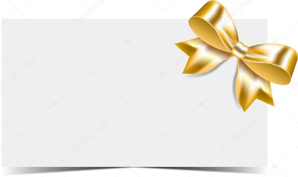 golden ribbon with bow isolated on white background