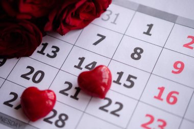 Sevgililer günü Takvim tarihi 14 ile kalp, gül