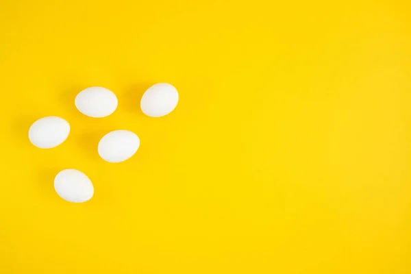 White Eggs Yellow Background — Stock Photo, Image
