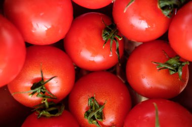 Kırmızı domatesin arka planı. Desen