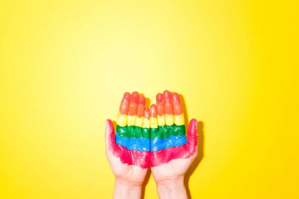 Lgbt Flag Painted Girls Bare Back — Stock Photo, Image