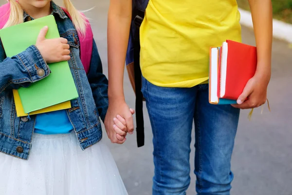 Garçon Fille Vont École Ensemble — Photo