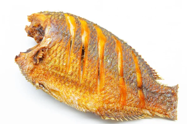 Plaka Üzerinde Kızarmış Fried Tilapia Balık — Stok fotoğraf