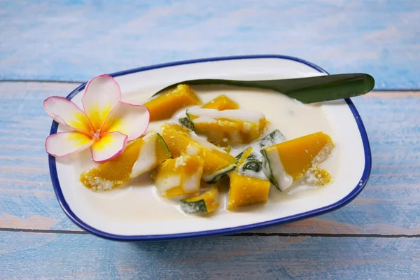 Pumpa Kokosmjölk Thailändska Desserter Stockfoto