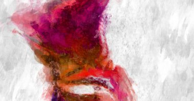 Soyut arkaplanda pürüzlü fırça darbeleri. Fırça boyası. Renkli boya darbeleri. Eşsiz duvar sanatı. Tuvaldeki modern sanat. Renkli çağdaş sanat eserleri. 