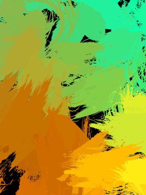 Duvar sanatı Eşsiz ve yaratıcı illüstrasyon. Fırça darbesi ile boyanmış. Renkli fırça darbelerinin soyut arkaplanı. Fırçalanmış canlı duvar kâğıdı. Boyalı sanatsal yaratım.