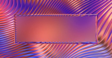 Soyut çerçeveli arkaplan. Renkli, canlı, dalgalı bir duvar kağıdı. Merkezi çerçeveli yaratıcı grafik 2d çizim. Dinamik şekilli modaya uygun sıvı örtüsü.