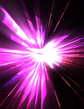 Fütürist mercek patlaması. Parlayan parçacıkları ve çizgileri olan ışık patlaması yıldızı. Güzel soyut ışın arkaplanı.