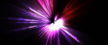 Fütürist mercek patlaması. Parlayan parçacıkları ve çizgileri olan ışık patlaması yıldızı. Güzel soyut ışın arkaplanı.