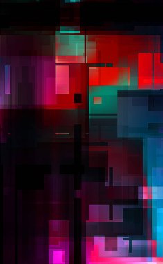 Fütürist soyut geometrik duvar kağıdı. Geometrik renkli şekiller. Dikdörtgen şekilli arka plan. Bir teknolojinin dijital illüstrasyonuName.