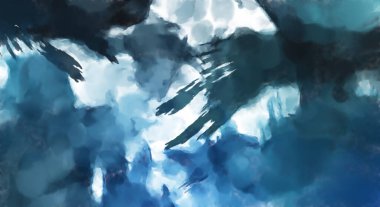 El yapımı sürreal soyut desenli suluboya. Modern sanatsal resim. 2D çizim. Arkaplan boyası karışımı. Yaratıcı duvar sanatı. Çağdaş sanat